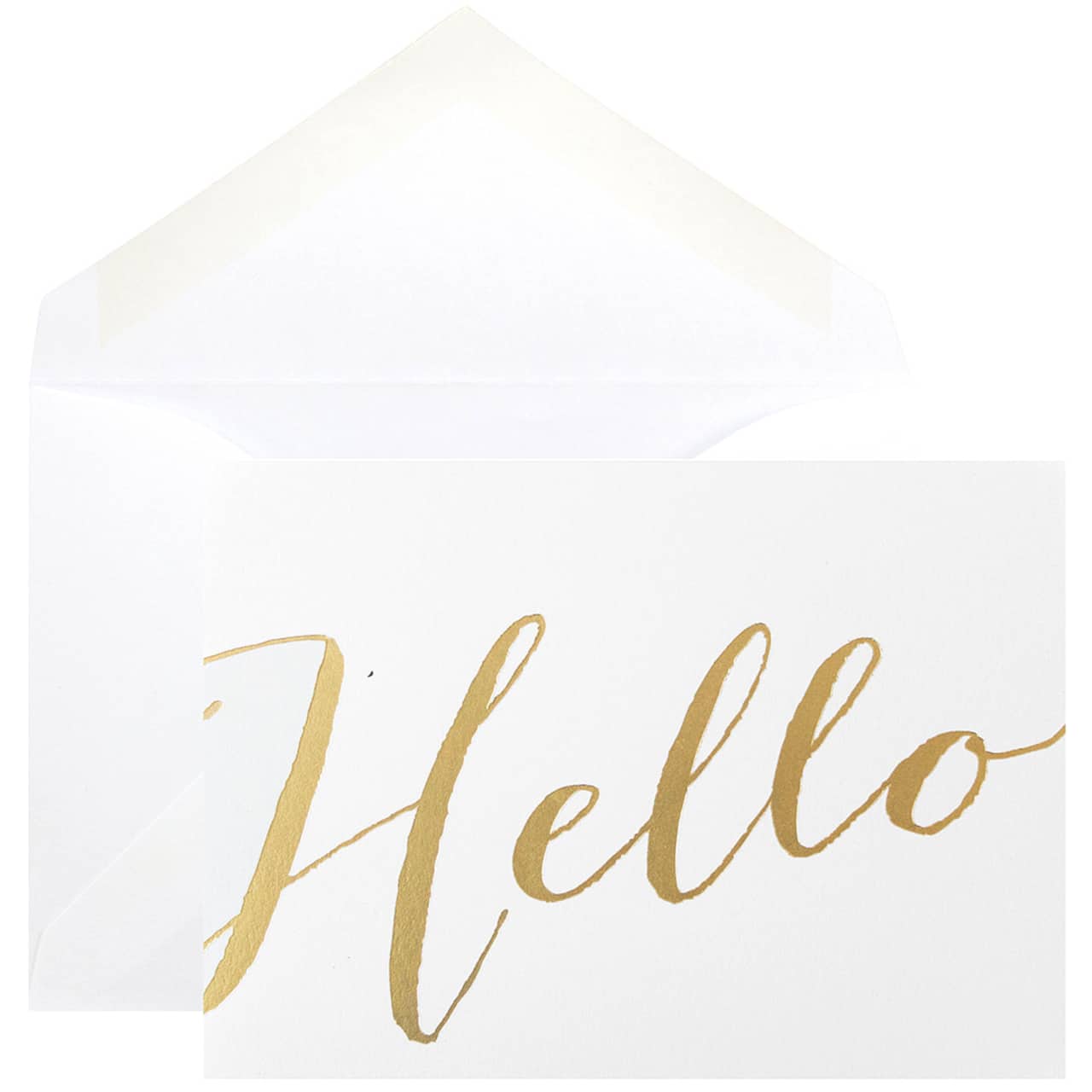 JAM Paper A1 White with Gold Script Blank Greeting Cards & Envelopes, 10ct.